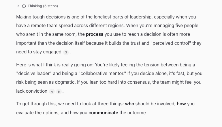 Multi-step reasoning with inline citations